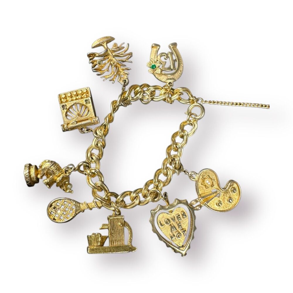 Gold-Tone Charm Bracelet with Multi-Charm Accents